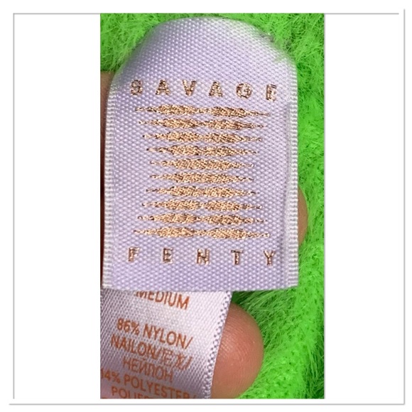 Savage x Fenty Fluff It Up Fuzzy Top And Bottoms Set Green Size Medium - Picture 10 of 10